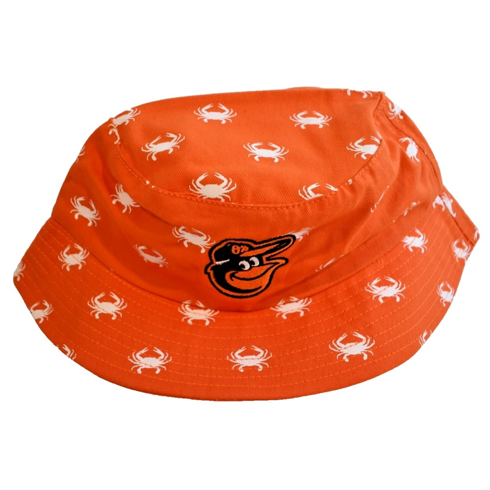 Baltimore Orioles SGA 6/4/2021 Floppy Bucket Hat Miller Lite Crab Print Orange